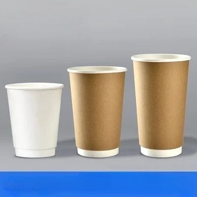 50pcs/pack Kraft Paper Bubble Tea Cup Double-layer Heat-insulating Paper Cup Disposable Thick Hollow Coffee Cup Accept Customize