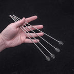 4pcs Mixing Spoon Reusable Coffee Stirrers Long Handle Multi-Function Drink Stirrers Silvery Decorative Stirring Rod Kitchen