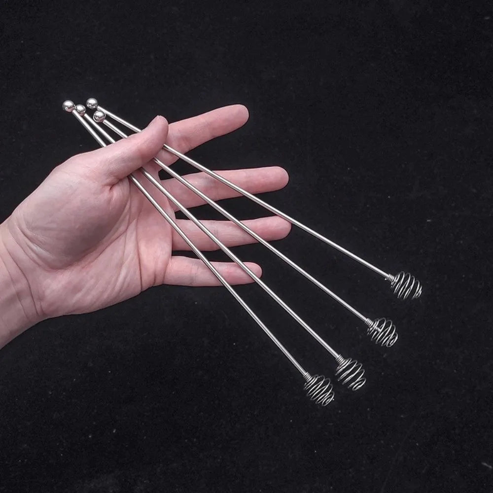 4pcs Mixing Spoon Reusable Coffee Stirrers Long Handle Multi-Function Drink Stirrers Silvery Decorative Stirring Rod Kitchen