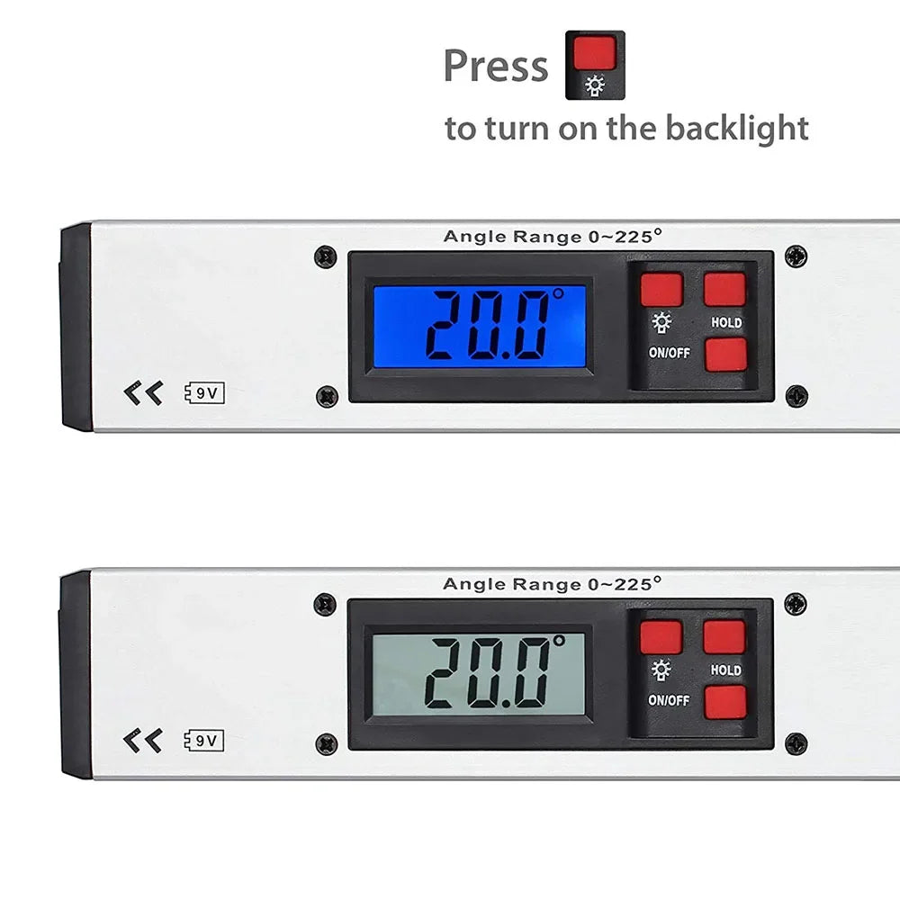 2025 Hot Sale 400mm/16inch  0-225 Degree Protractor Spirit Level Digital Angle Finder Gauge Meter Angle Finder with Level Bubble
