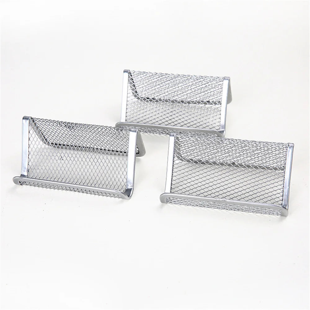 Black Metal Mesh Business Card Holder Desktop Business Card Display Stand Box Office Cards Holder Desk Shelf Storage Organizer