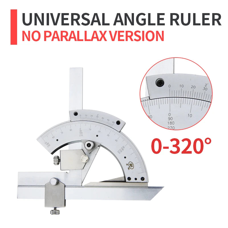 320/360° Universal Angle Ruler Carbon Steel Protractor Angle Measuring Instrument Magnifying Glass Woodworking Measuring Tools