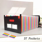 13/25/37 Grid Plastic Three Sided Sealed Hanging Rope Flip Organ Bag A4 Multi-Layer Folder Office File Storage PP File Bag