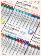 Languo 9/144 Colors Acrylic Paint Art Marker Pen DIY Painting Drawing Card Ceramic Stone Mug Glass Fabric Clothes Art Supplies