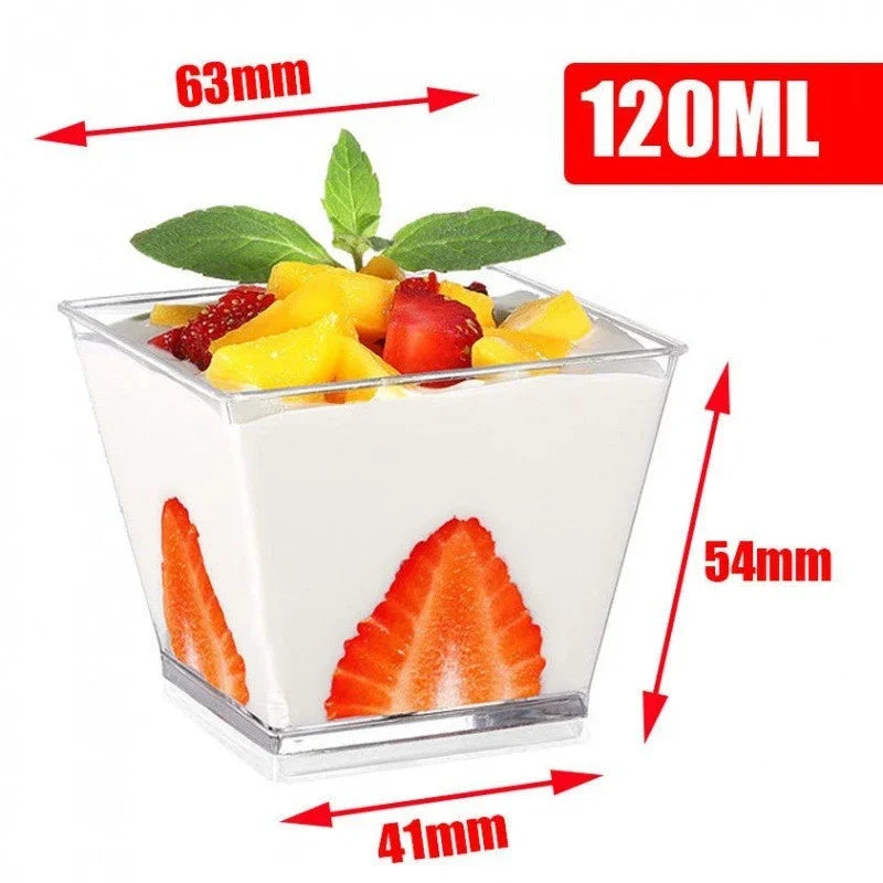 Disposable Plastic Mousse Cup Mini Ladder Shaped Pudding Dessert Cup for Hotel Party and Sweet Shop Disposable Plastic Cups
