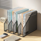 3 or 4 Slot Desktop File Organizer Metal Mesh Magazine Book Document Holder Black White for Office School Home Students Teachers