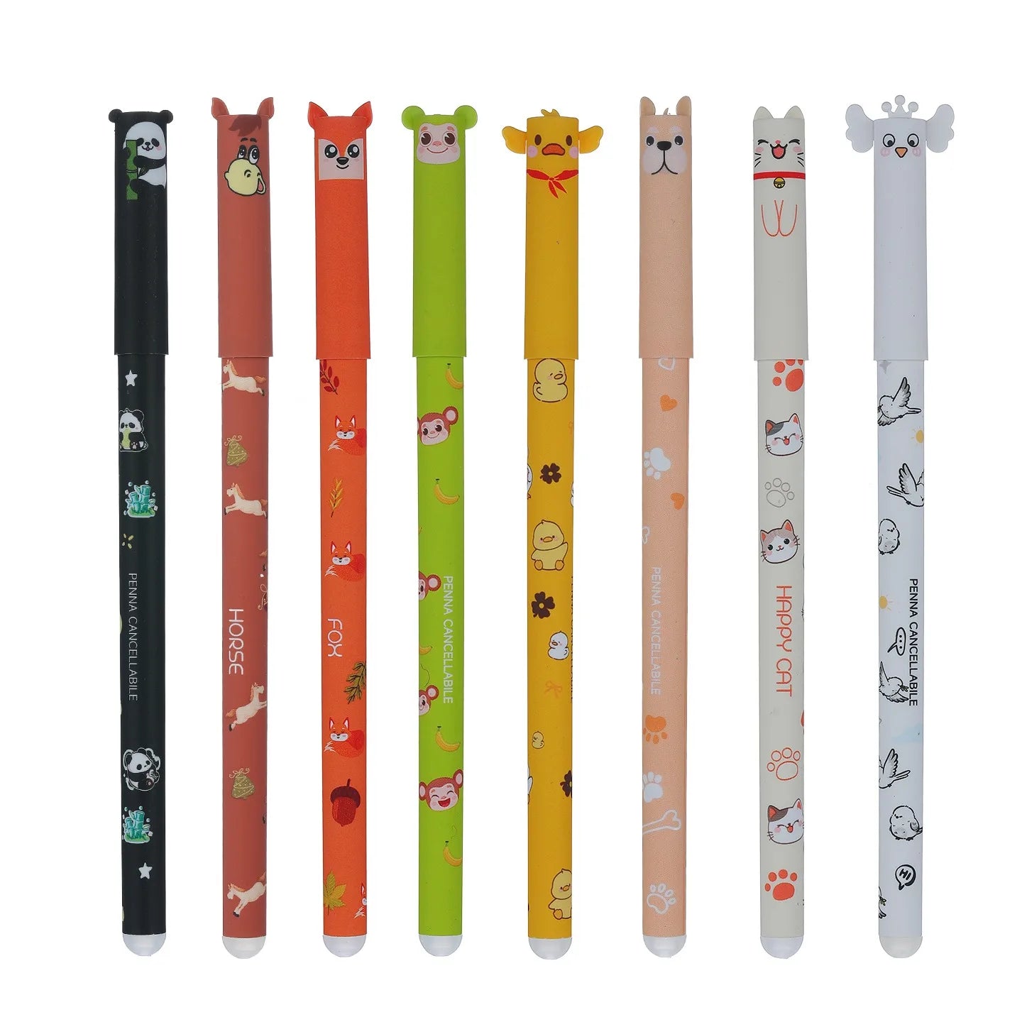 4/8pcs Colors Erasable Gel Pens with Erase Ink Cute Animal Pen Colours 0.5mm/0.7mm Tip Fine Ballpoint Pen for School Office Gift