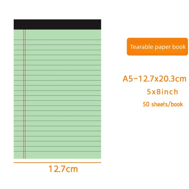 A5 Draft Notebook SImple Lined Tearable Sticky Notes Memo Book Portable Notebook with Tearable Paper