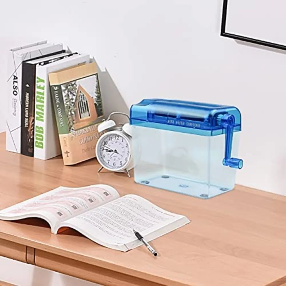 ABS Hand Shredder Hand Crank Transparent Manual Shredder Mini Eco-Friendly Documents Paper Cutting Tool Birthday Gift
