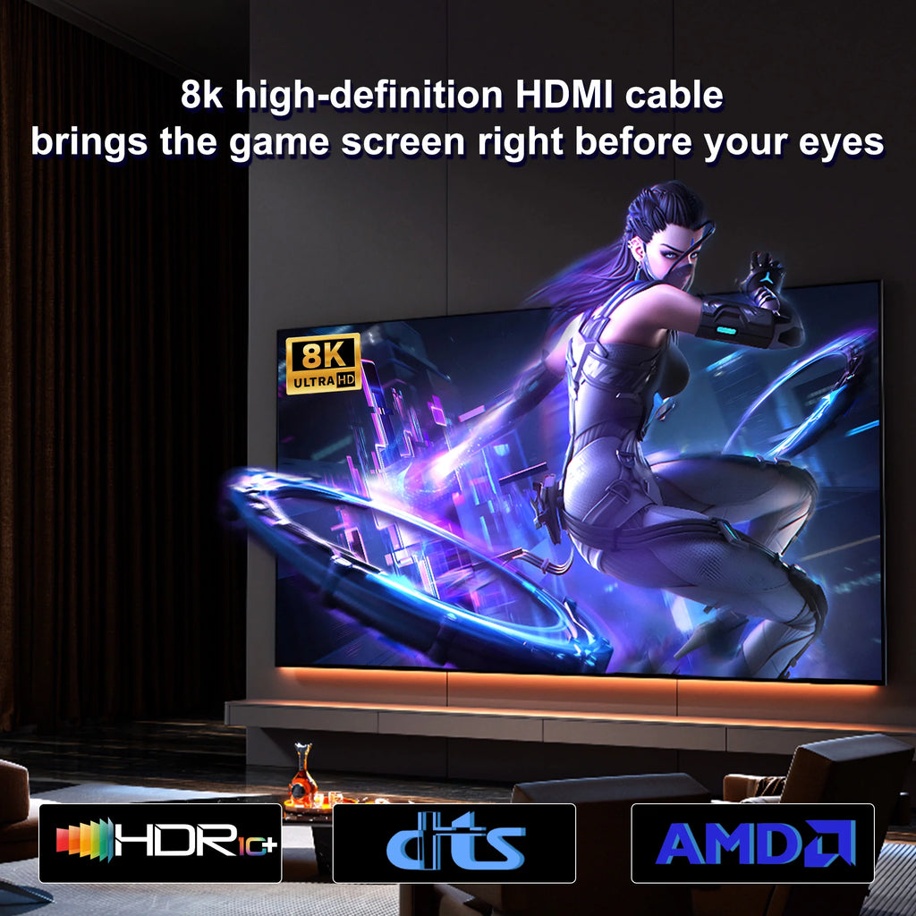 HDMI-compatible Extension Cable 1m 2m Male To Female 8K 60Hz 4K 120Hz HDMI2.1 Extender Cord Connector for PC TV Projector