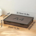 A4 Dust Proof Document Organizer Storage Box Black Transparent Simple Certificate File Box Container for Easy Organization