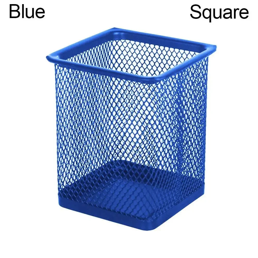 Multifunction Round/Square Mesh Pen Pot Multicolor Pen Holder Desk Tidy Stationery Organiser Pencil Storage Stationery Organiser