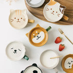 YWDL Japanese Cartoon Cat Coffee Mug With Animal Cat Pattern Lid Small Dish Cute Breakfast Cup Creative Coffee Cup Milk Cup Gift