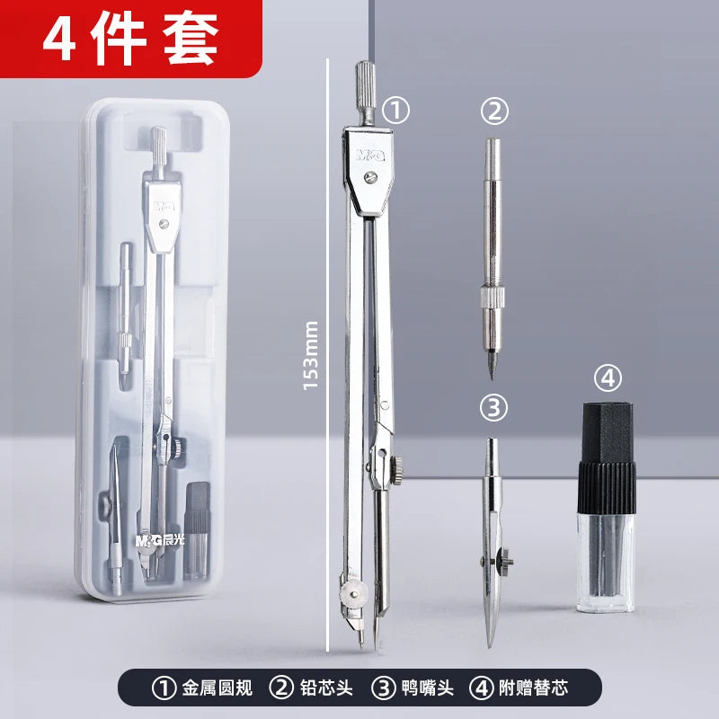 M&G Compass Drawing Tool Metal Geometric Protractor Engineering Protractor Drawing Tool, Suitable for Students and Carpenters