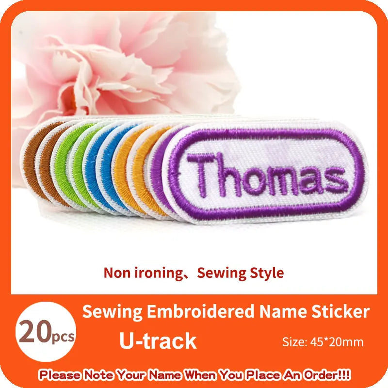 Custom Thermal Embroidery Iron Name Tag Sticker Personalized Washable Sewing Clothing Children Stickers Clothes Babysuit Labels