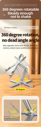 Foldable Laptop Stand 360°Rotation Notebook Table Holder Aluminum Alloy Portable Book Tablet Bracket Open-ended Heat Dissipation