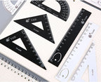 4 Pcs/Set Math Sets Metal Ruler Triangle Ruler Protractor with Box for School Student Geometry Sets