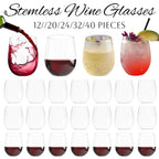 4-40Pcs 12oz Plastic Wine Glasses Disposable Stemless Wine Glasses for Party Reusable Clear Plastic Cups Shatterproof