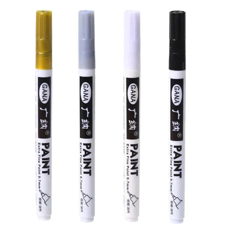 4Pcs/set Oil Based White Black Permanent Paint Markers Pens 0.7mm Extra Fine Waterproof, for Rock Painting, Wood, Metal, Canvas