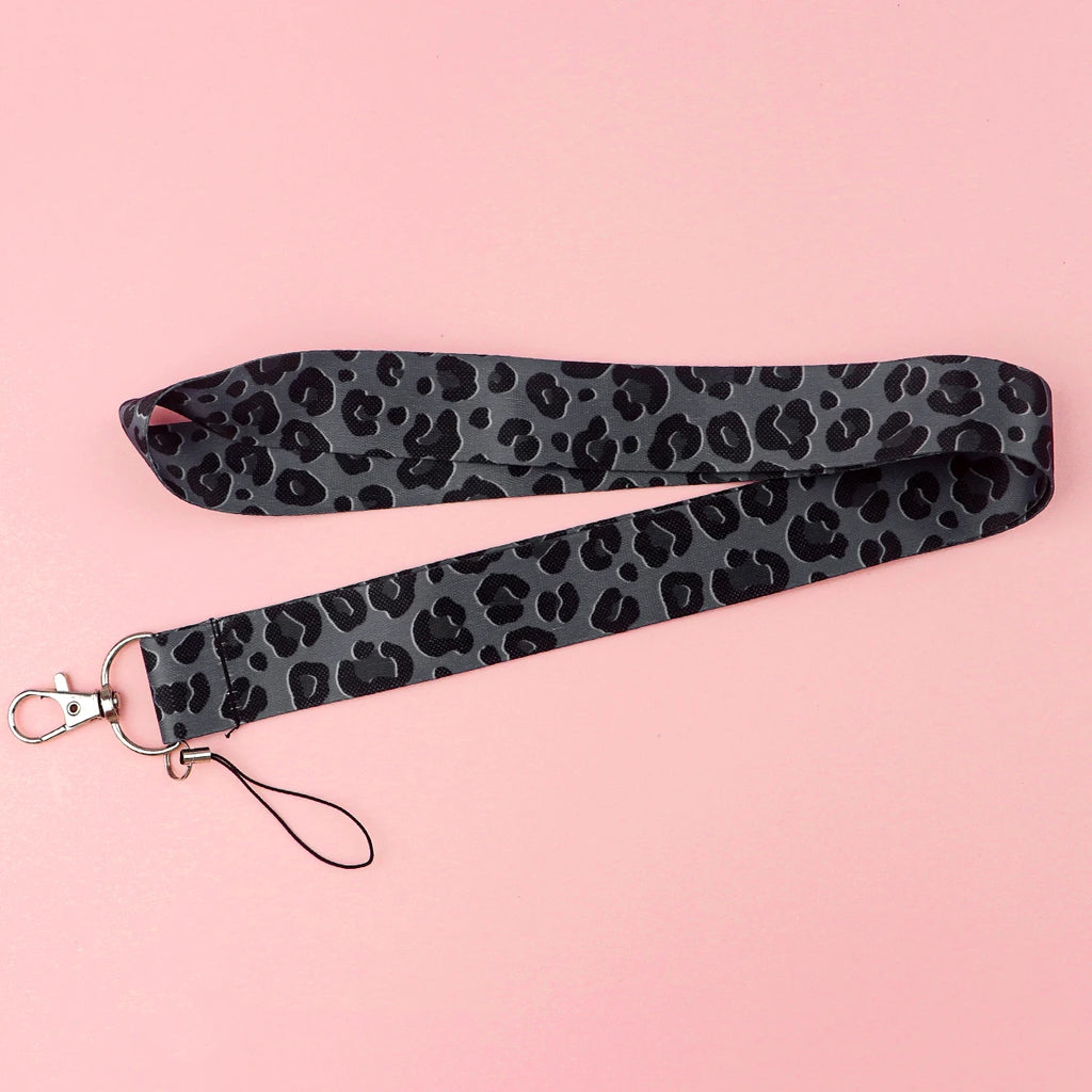 Gray Leopard Print Fashion Lanyard for Key Neck Strap Lanyard Card ID Badge Holder Key Chain Key Holder Keyring Accessories Gift