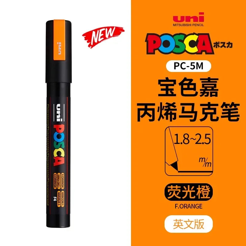 uni POSCA POP Water-Based Marker,Assorted Colors PC-1M/3M/5M 0.7~2.5mm Tips Professional Acrylic Paint Pen for Artists&Designers