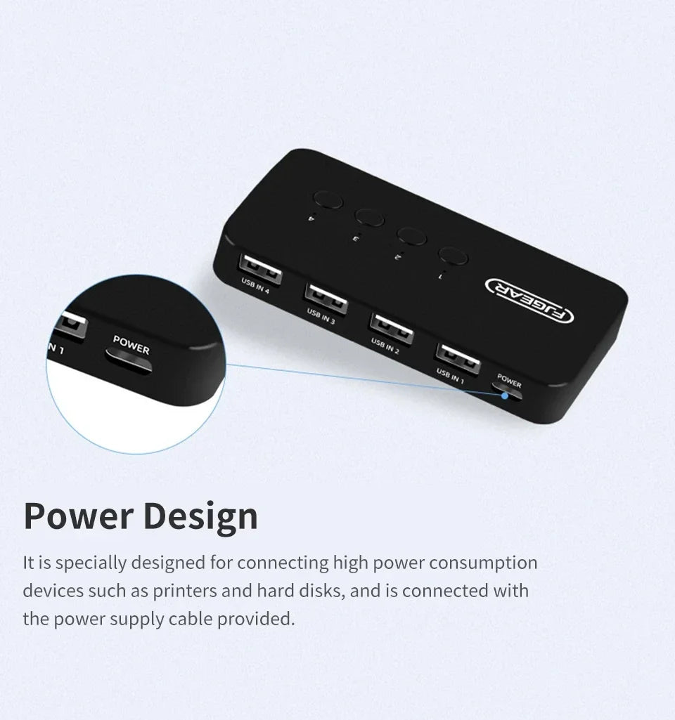 USB KVM Switch Adapter 2 Input 4 Output USB Switch KVM Switcher Printer Sharer For Computer Keyboard Mouse Sharer Controller