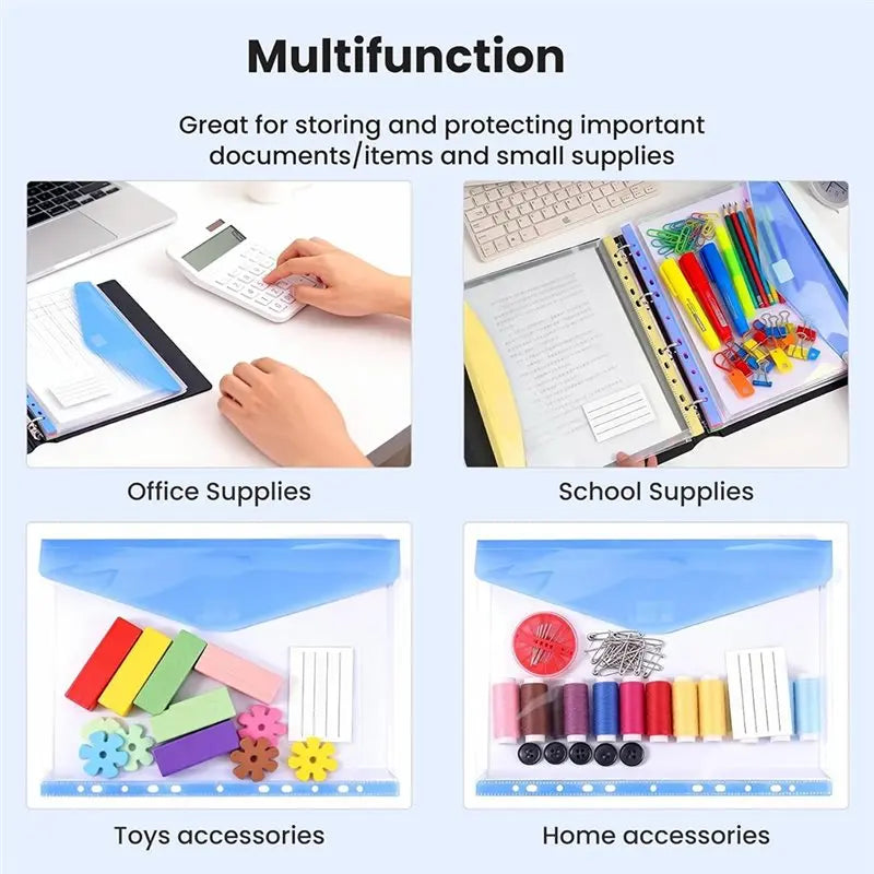 For 2/3/4 Ring Binder Compatible 11-Hole Binder Pockets, Fits Letter/A4 Size Plastic Expanding File Folders, 200-Sheet Capacity