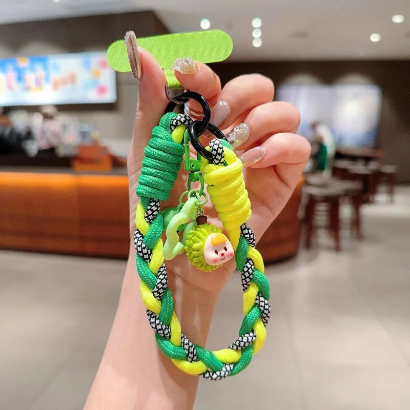 Cute Creative Cartoon Mobile Phone Universal Lanyard Three-Color DYM Wrist Strap Hand-Woven Hand Rope Phone Hanging Accessories