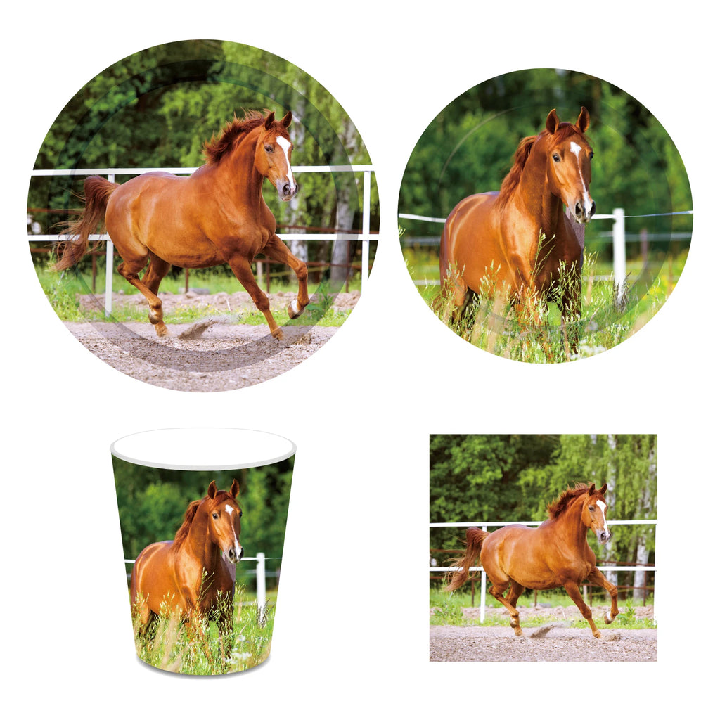 Horse Race Party Disposable Tableware Sets Plates Tablecloth Napkins Hanging Streamers Dinnerware For Birthday Party Decoration