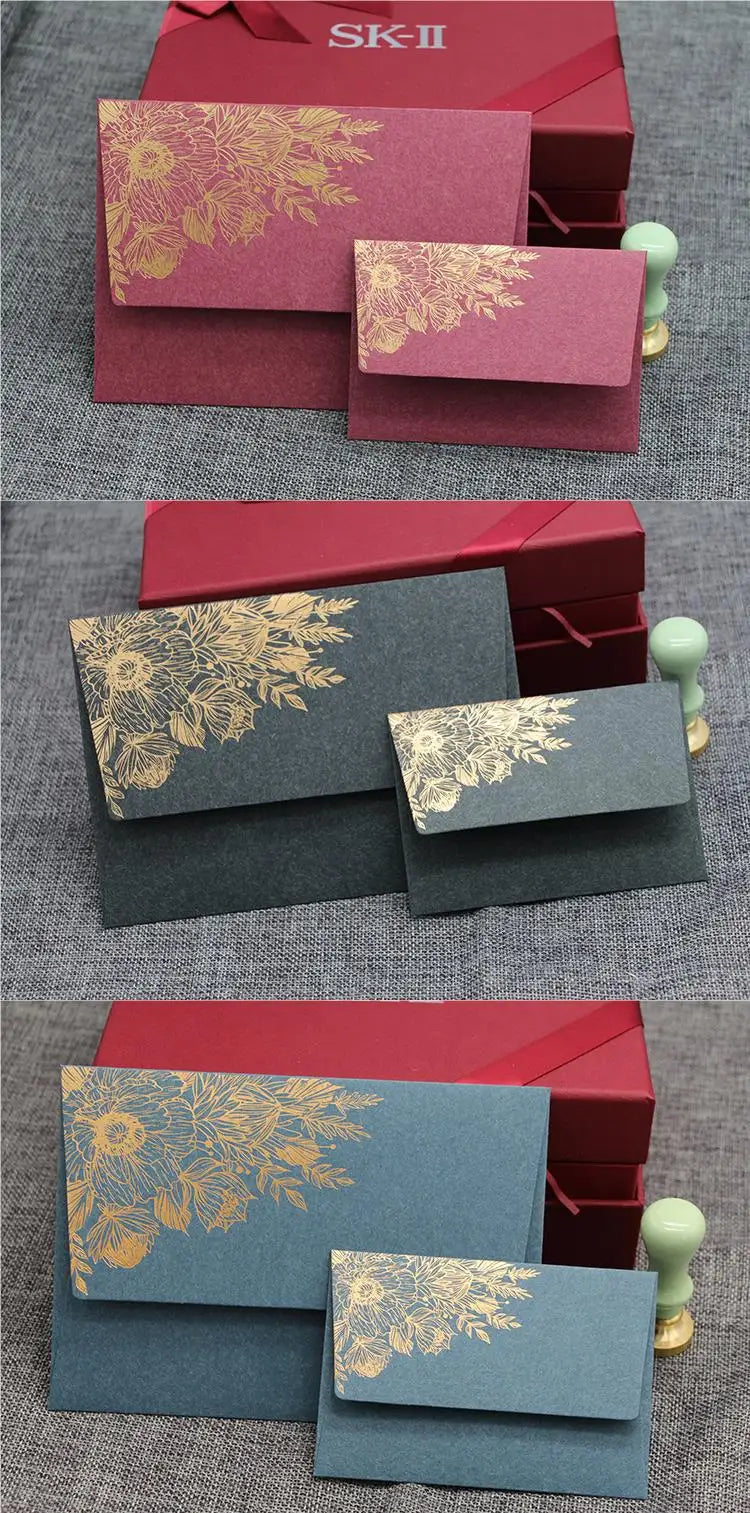 10pcs/special Paper Card Hot Stamping Invitation Letter Envelope, Pearl Paper Packaging Thick Envelope