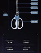 Deli Stainless Steel Scissors 3D Curved Knife Black Blade Home Office Hand Craft Anti-stick Shear Scissor School Stationery