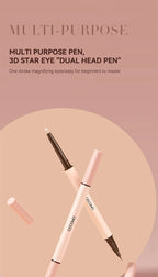 GECOMO 3D star eye double head silkworm pen, keep makeup lasting, waterproof and not easy to stain, brighten