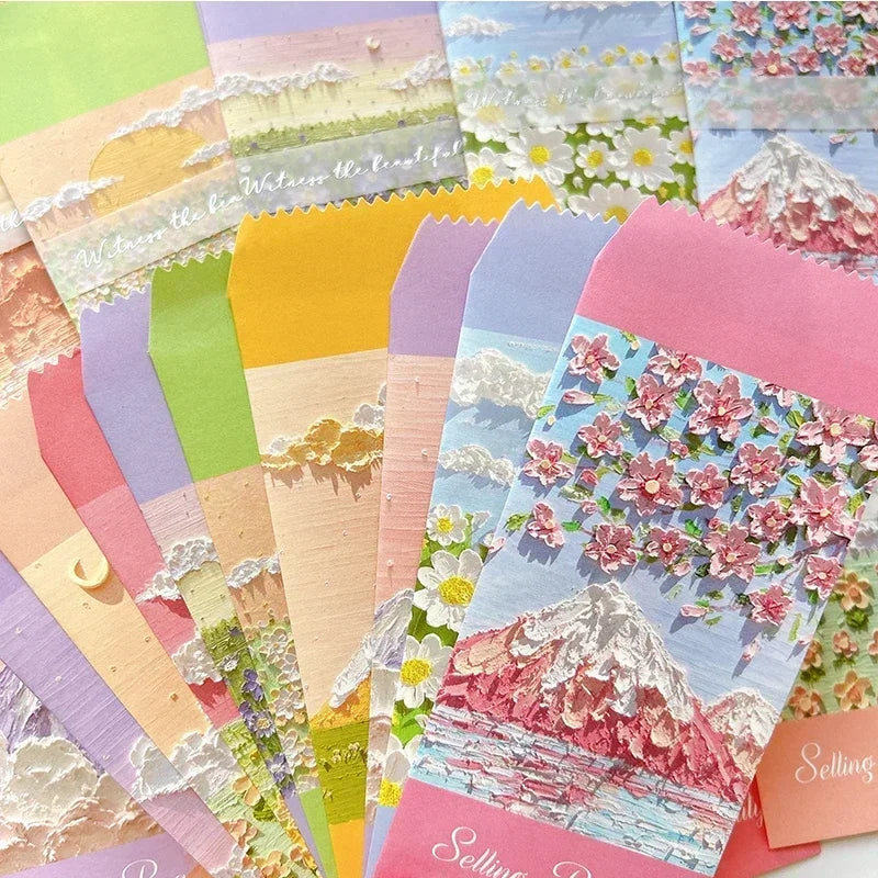 100Pcs Colorful Printing daily romance life envelope pink daisy Office Paper Envelopes Oil painting School Supplies 175*88mm