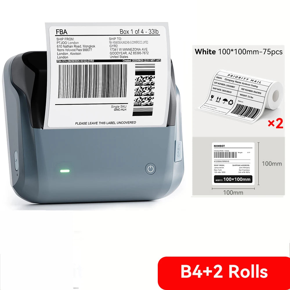 Niimbot B4 Thermal Label Printer Large Size 20-110mmm Print Width Label Sitcker Machine Shipping Label Business Office Use