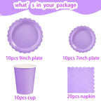 Light Purple Birthday Party Supplies Lavender Paper Cup Plate Napkin Tablecloth for Kids Birthday Wedding Baby Shower Decor