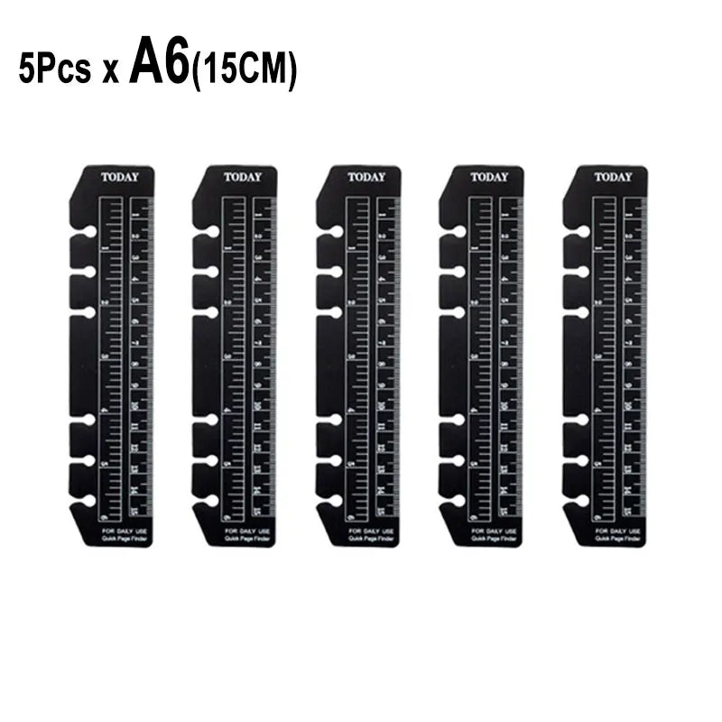 A5 A6 Transparent Black Frosted Bookmark Ruler For 6 Hole Loose Leaf Binder Notebook Planner Agenda Index Ruler Flexible Measure