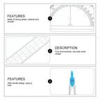 1Set Drawing Ruler Kit Professional Drafting Tools for School Student Office Geometry Math Engineering Design Supplies Storage