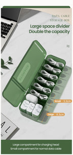 Cable Storage Box With 7 Compartments Organizer Charger Cord Storage Box Reusable Cable Storage Case Management for Home Travel