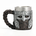 Valhalla Viking Stainless Steel Nordic Viking Barrel Dragon Boat Warrior Horn Skull Beer Mug Tankard Stein Cup 400 ML