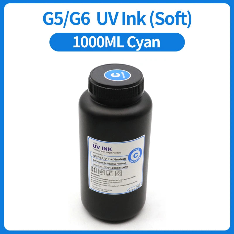 1000ML LED Curable UV Ink For Ricoh G5 G6 Gen3 Gen4 Gen4L Gen5 Gen5i Gen5S Gen6 G3 G4 G5i Printhead Hard Soft Neutral UV Ink