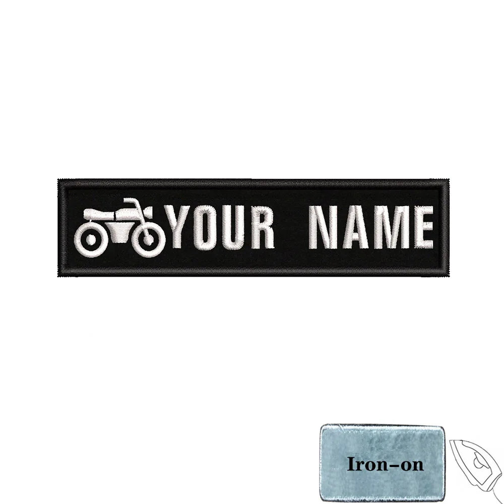 1PC 10cmX2.5cm Custom Name Patch Stripes Badge Iron On Or Hook Loop fire trophy radiation motorcycle blood drop love Pentagram