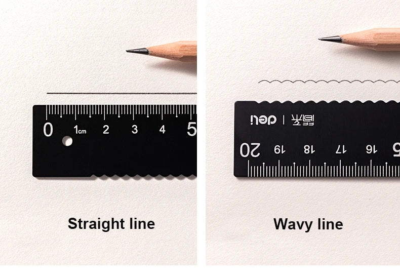 Deli 4Pcs Student Stationery Set Triangle Ruler Straight Ruler Grid Ruler Angle Measuring Tool Aluminum Alloy Material