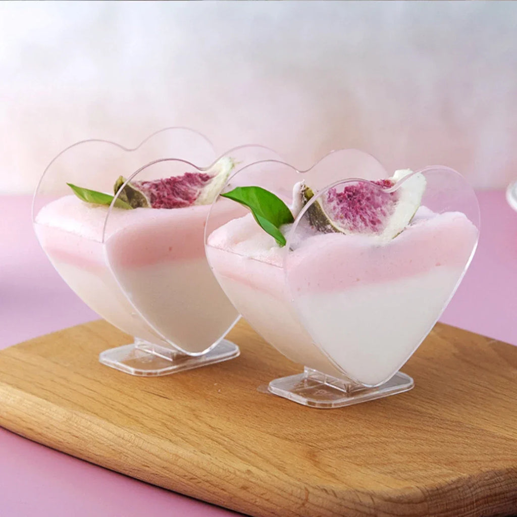 10pcs-Plastic dessert cup, heart-shaped mousse cup, pudding cup, heart-shaped Jelly cup, Tiramisu cup