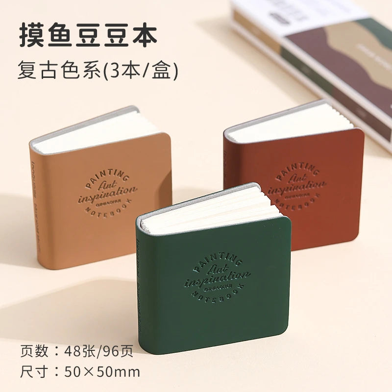 3pcs/set Colorful Mini Drawing Books Square Watercolor Sketchbook Thick Paper Drawing Books Study Art Art Supplies