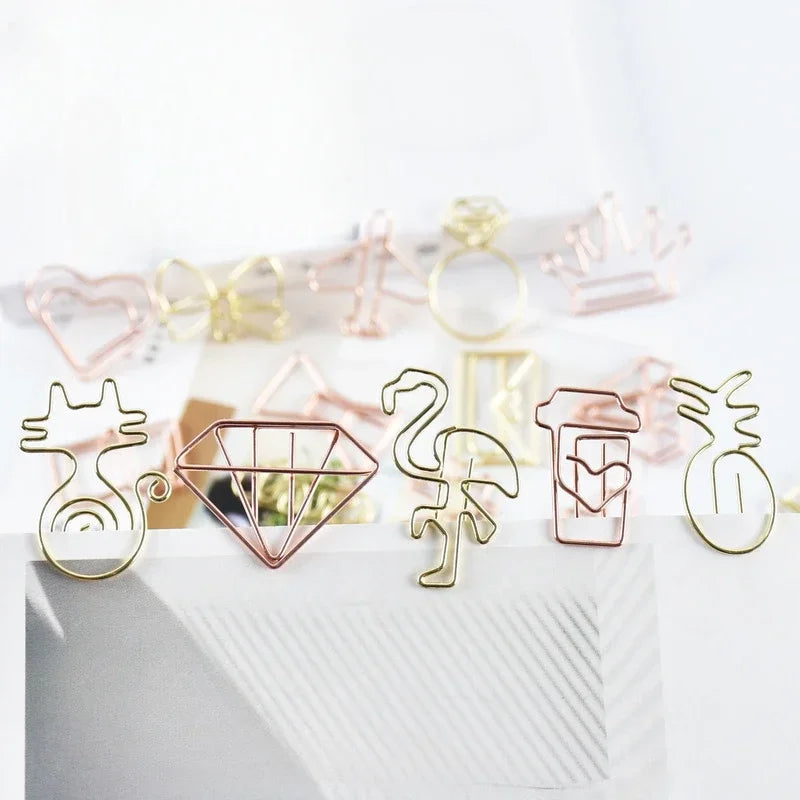 10pcs/set Metal Paperclips Multiple Cartoon Heart Animal Styles Paper Clip Book Scrapbook Planner Page Bookmark Binder Clip