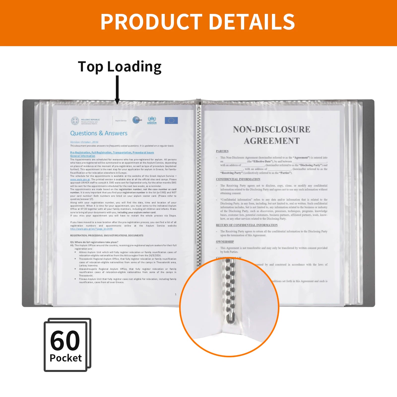 Eagle A4 Binder With Plastic Sleeves Display Book 60-Pocket Portfolio Folder ，Displays Photo Artwork Document and Certificates