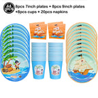 Pirate Party Paper Plate Cup Napkin Party Tableware Pirate Party Decor Pirate Ship Bone Dinnerware Supplies for Adult Kids Decor