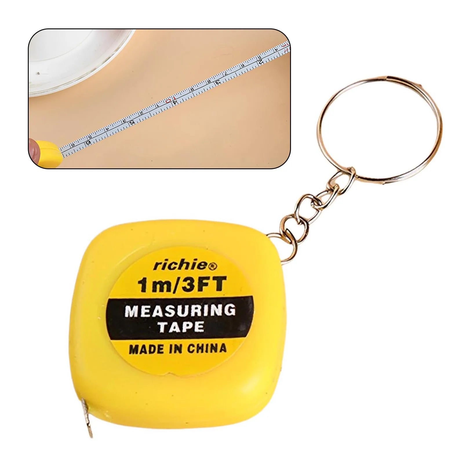 Mini Keychain Tape Measure Easy Reading Automatic Retractable Steel Tape Ruler for Woodworking Construction Sites