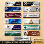 Stainless Steel Custom Name Tag with Pin Clip - Engraved Personalized Work Badge Business Identification Metal ID Name Plate