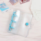 Portable Mini Handbook Glitter Notebook Pages Transparent Binder Notebook Cover Card Organizer 3 Hole Binder Clip Photo album